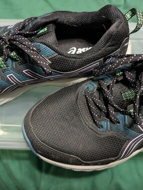 ASICS Black Running Sneakers with Teal And Purple Accents